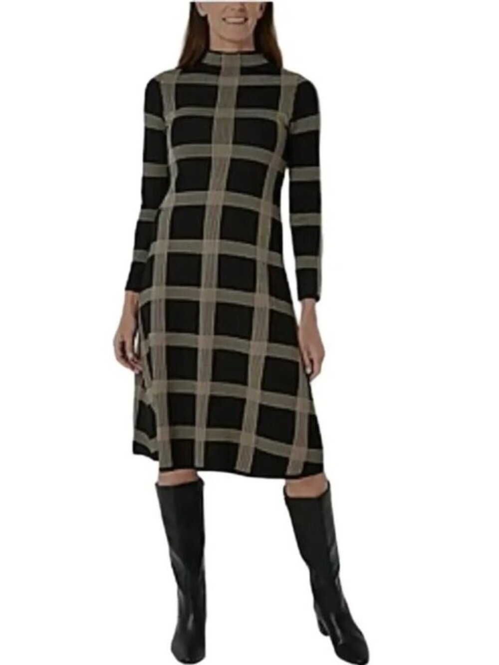 LIKE NEW! Danny & Nicole Windowpane Sweater Dress Size 14